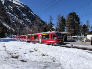 Il treno del Bernina a Morteratsch