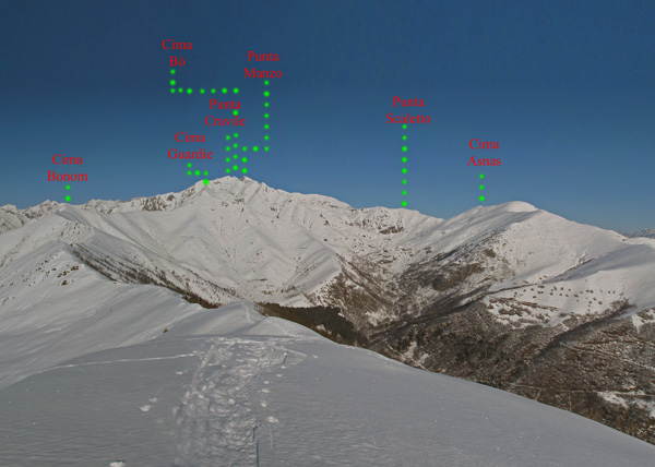 Panorama sulle cime della Valsessera dal Monticchio