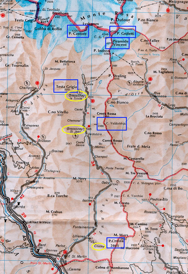 Map Valle Gressoney